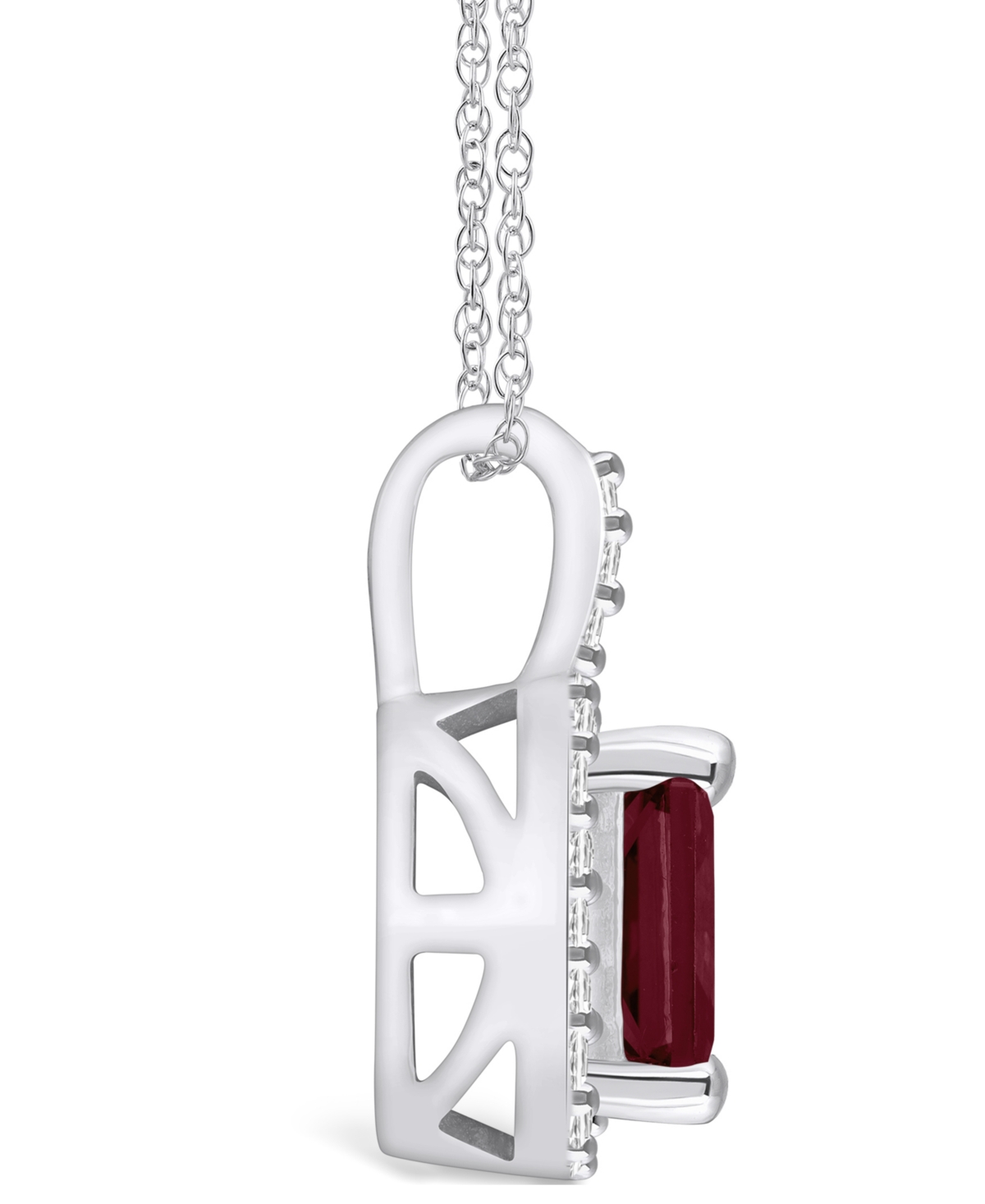 Macy's(2 Ct. T.w.) and Diamond (1/4 Ct. T.w.) Halo Pendant Necklace in 14K White Gold - Garnet