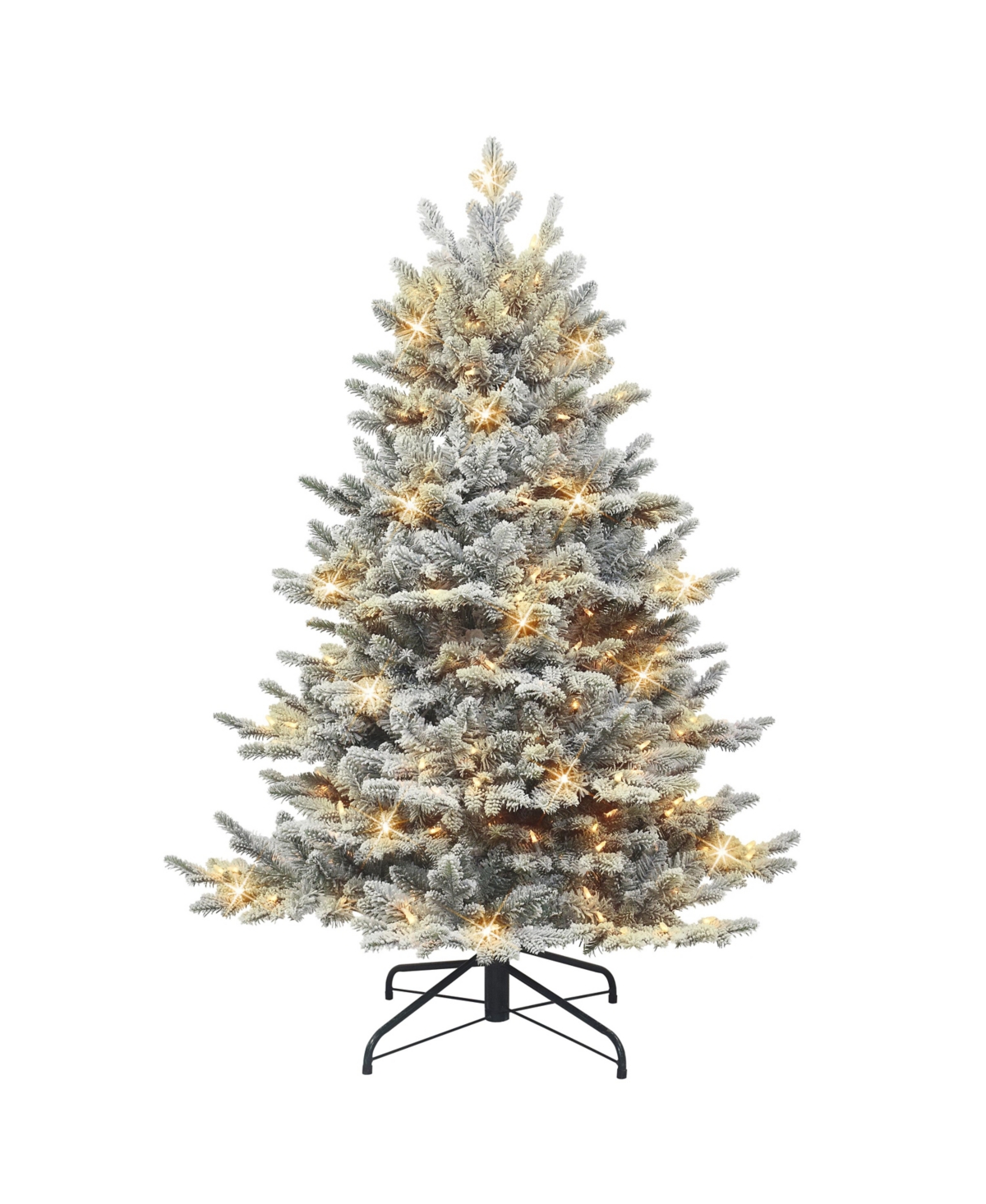 Puleo 4.5' Pre-lit Flocked Royal Majestic Douglas Fir Downswept Tree With 250 Underwriters Laboratories Cl In Green