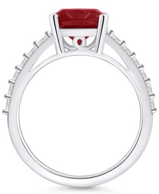 Garnet (2-3/4 Ct. T.W.) and Diamond (1/3 Ct. T.W.) Ring in 14K White Gold