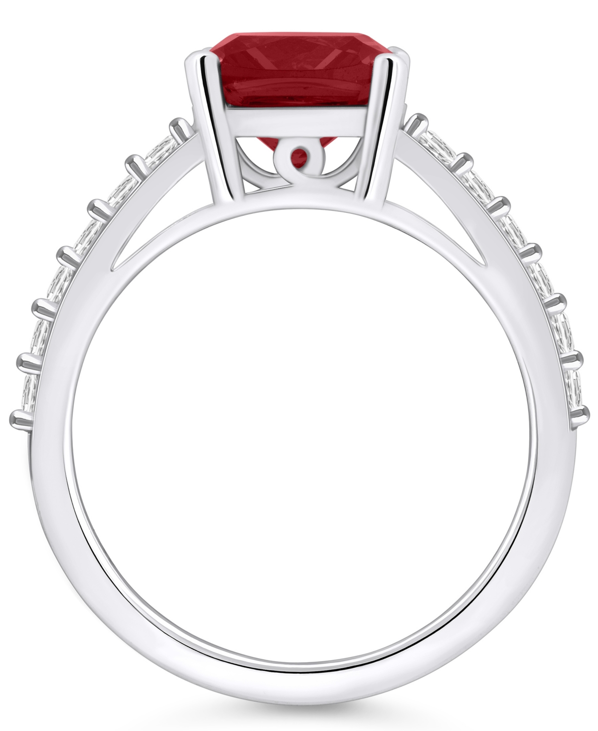 Macy's(2-3/4 Ct. T.w.) and Diamond (1/3 Ct. T.w.) Ring in 14K White Gold - Garnet