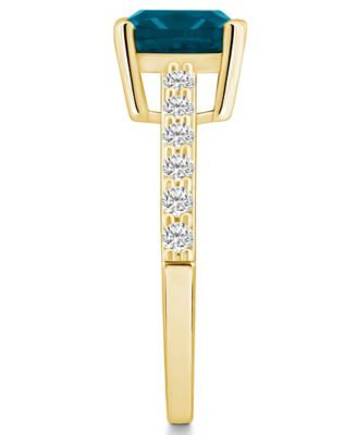 London Blue Topaz (2-3/4 Ct. T.W.) and Diamond (1/3 Ct. T.W.) Ring in 14K Yellow Gold