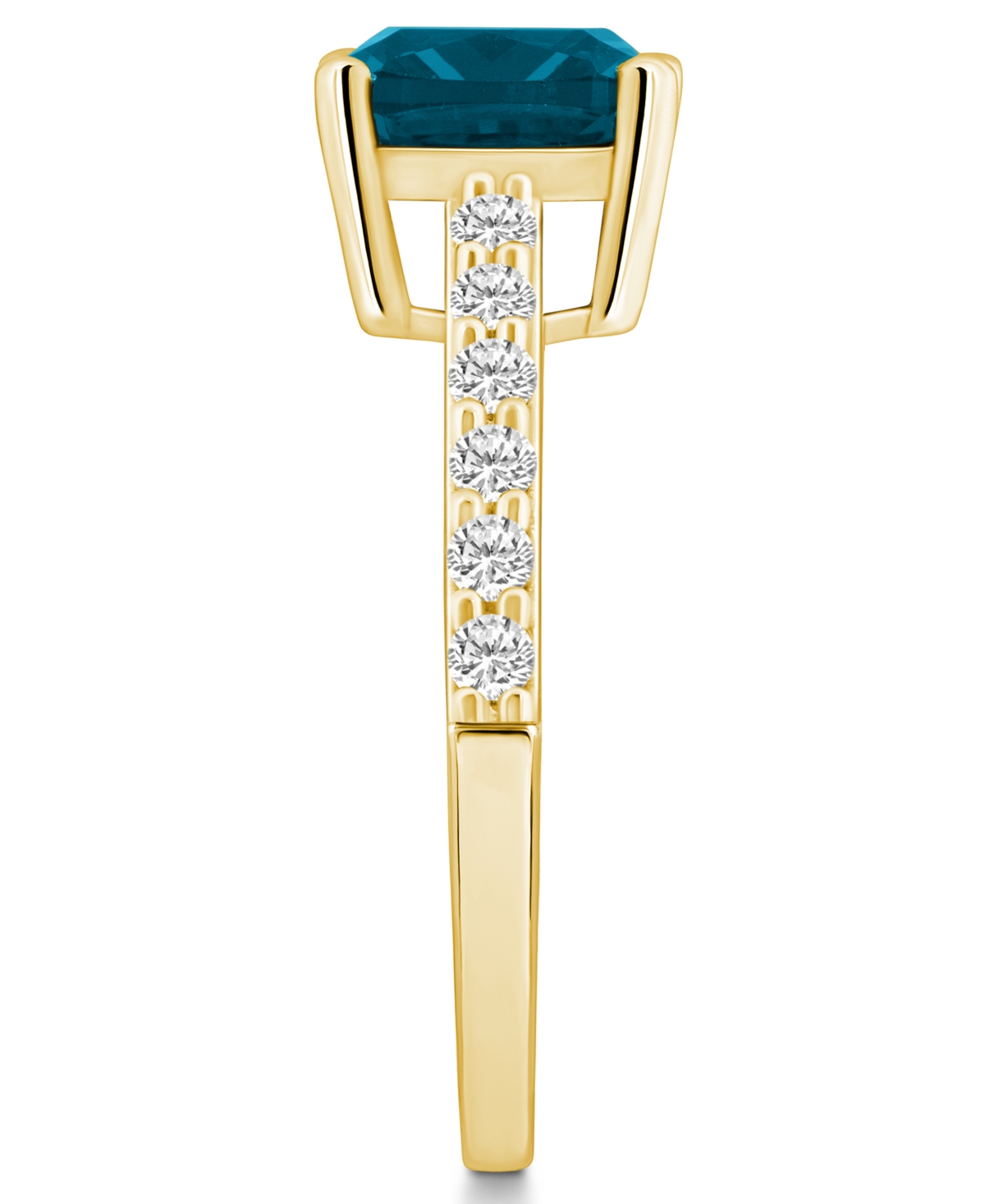 Macy's(2-3/4 Ct. T.w.) and Diamond (1/3 Ct. T.w.) Ring in 14K Yellow Gold - London Blue Topaz