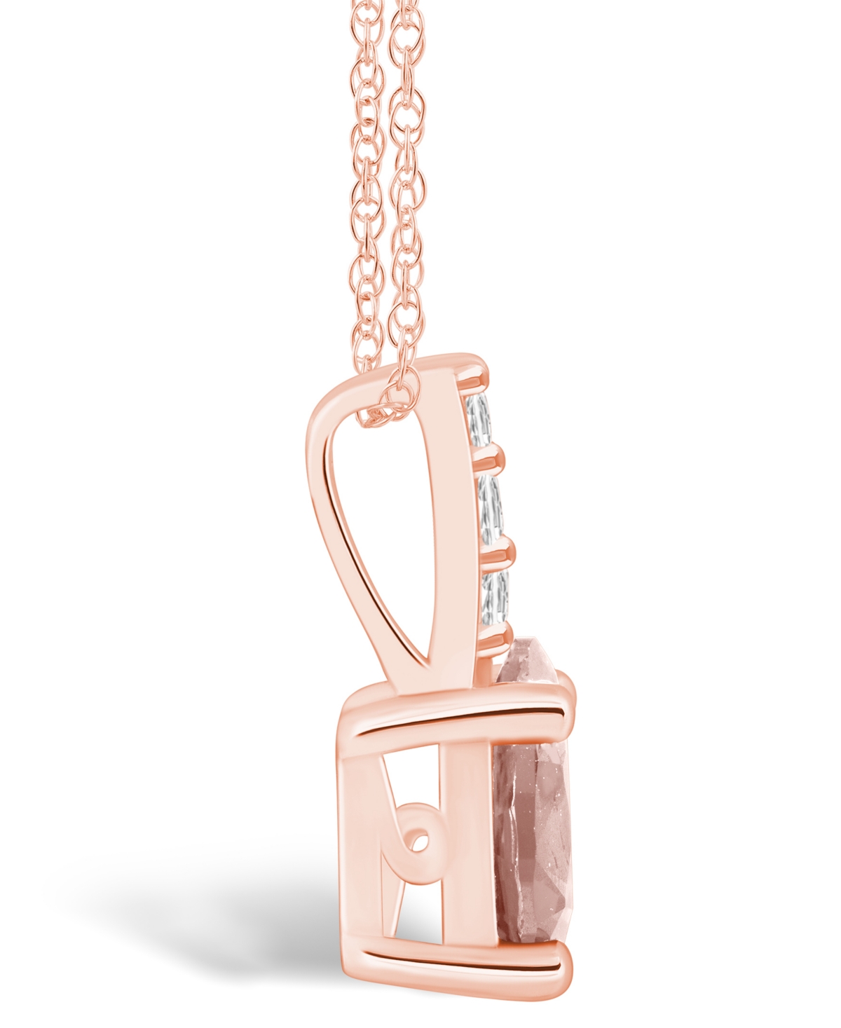 Macy's(3/4 Ct. T.w.) and Diamond Accent Pendant Necklace in 14K Rose Gold - Morganite