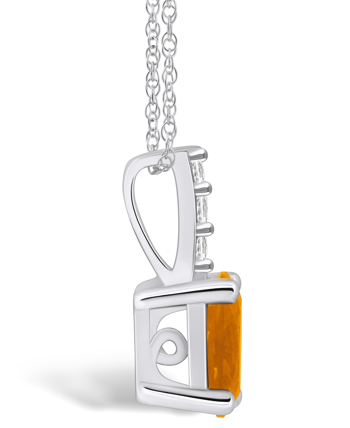 Macy's(1-1/5 Ct. T.w.) and Diamond Accent Pendant Necklace in 14K White Gold - Citrine