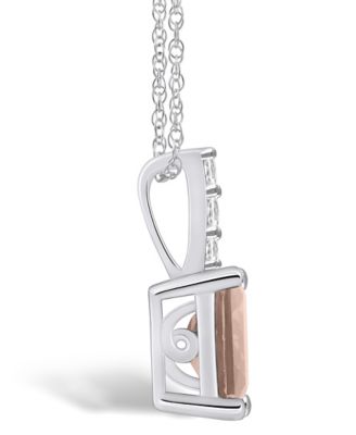 Morganite (1-3/8 Ct. T.W.) and Diamond Accent Pendant Necklace in 14K White Gold