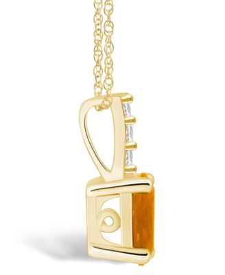 Citrine (1-1/5 Ct. T.W.) and Diamond Accent Pendant Necklace in 14K Yellow Gold