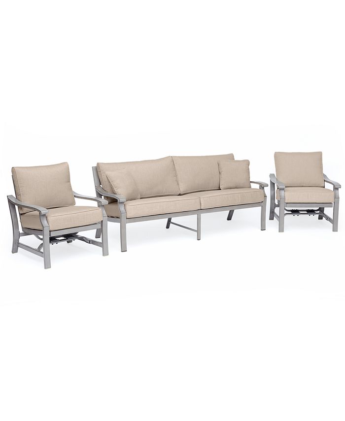 Agio Tara Aluminum Outdoor 3Pc. Seating Set (1 Sofa & 2 Rocker Chairs