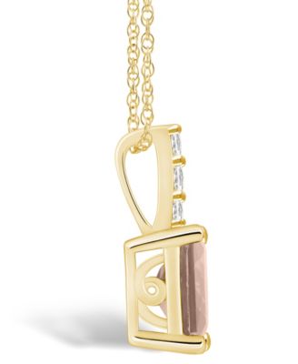 Morganite (1-3/8 Ct. T.W.) and Diamond Accent Pendant Necklace in 14K Yellow Gold