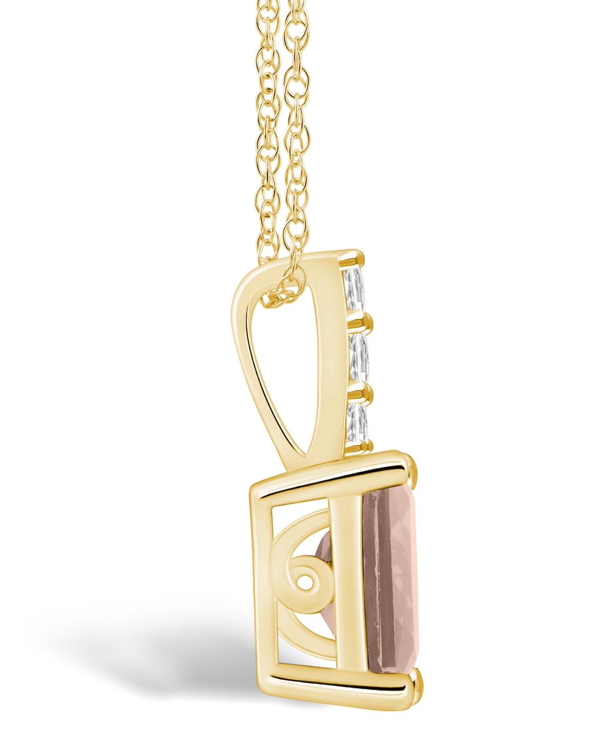 Macy's(1-3/8 Ct. T.w.) and Diamond Accent Pendant Necklace in 14K Yellow Gold - Morganite