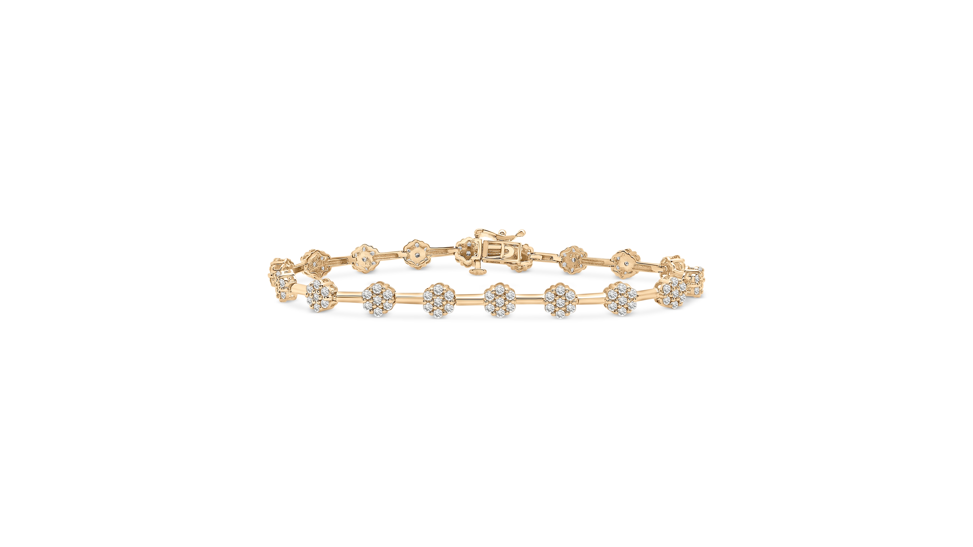 Wrapped in Love Diamond Flower Cluster Link Bracelet (2 ct. t.w.) in 14k Gold, Created for Macy's