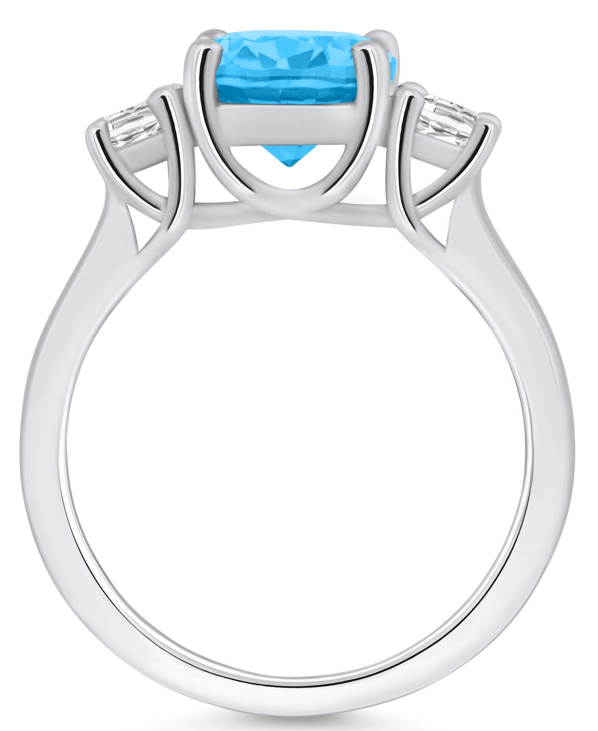 Macy'sand Diamond Ring (3-5/8 ct.t.w and 1/3 ct.t.w) 14K White Gold - Blue Topaz