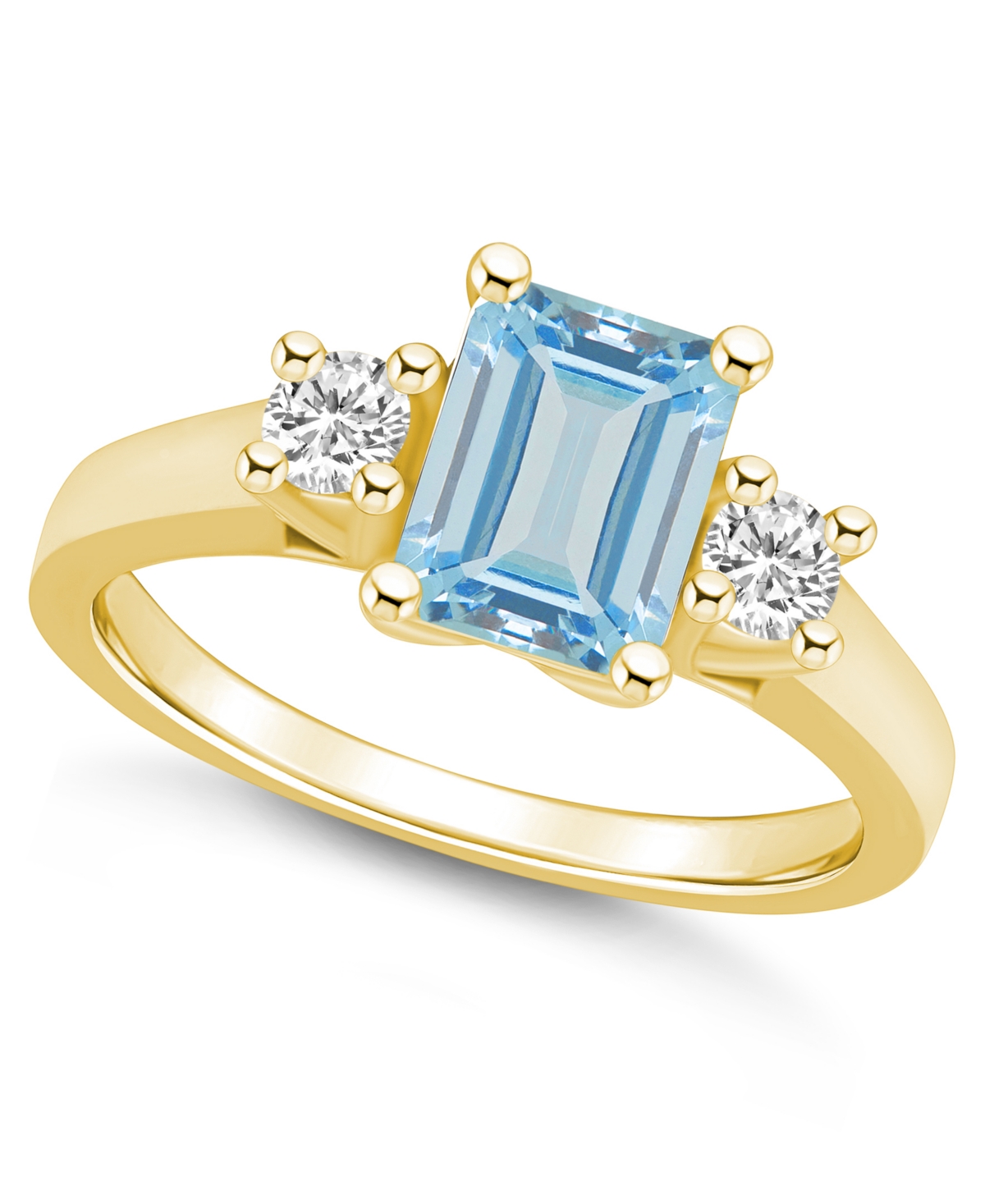 Macy's Aquamarine And Diamond Ring (1-3/8 Ct.t.w And 1/4 Ct.t.w) 14k Yellow Gold