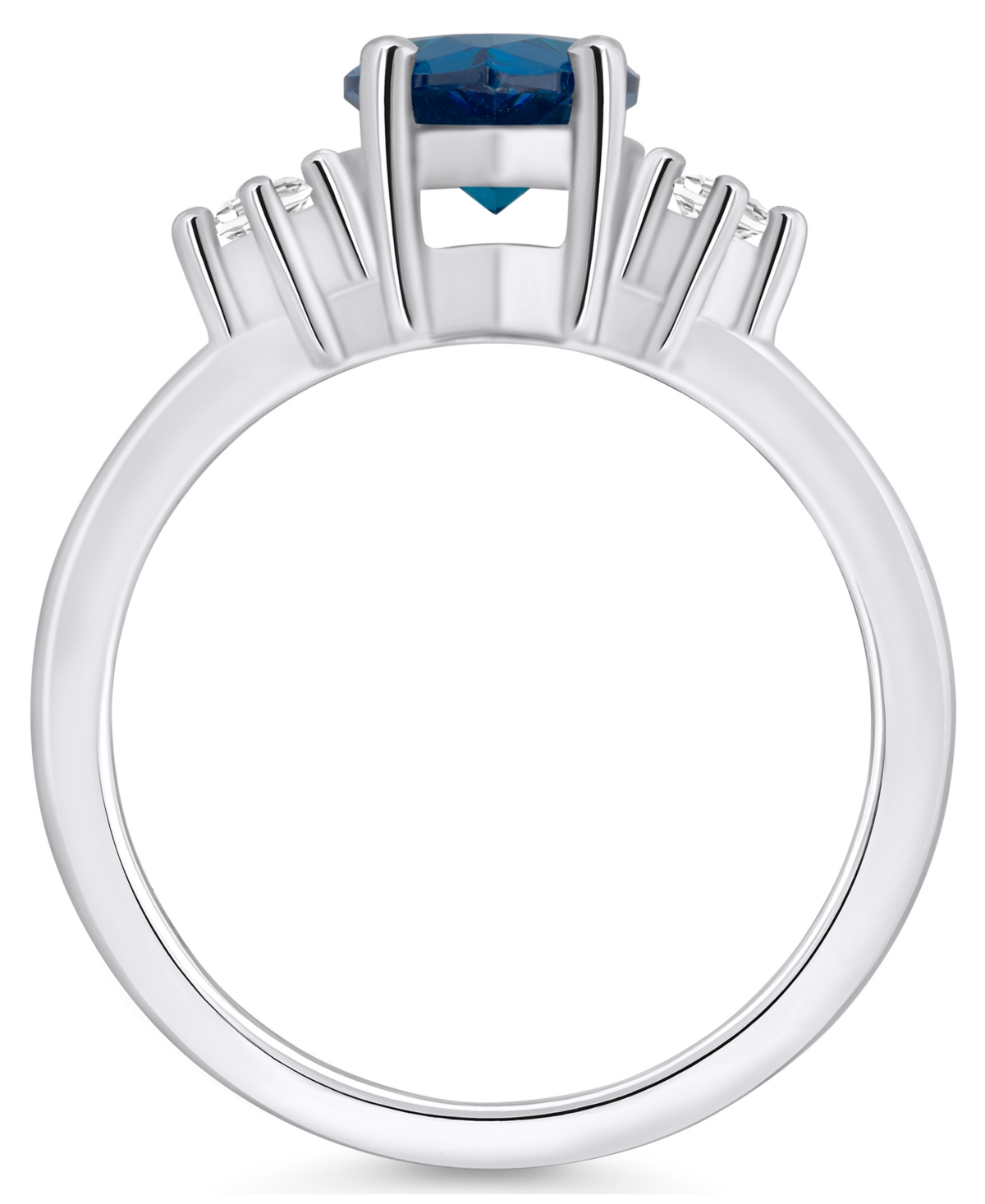 Macy'sand Diamond Ring (2-1/2 ct.t.w and 1/10 ct.t.w) 14K White Gold - London Blue Topaz
