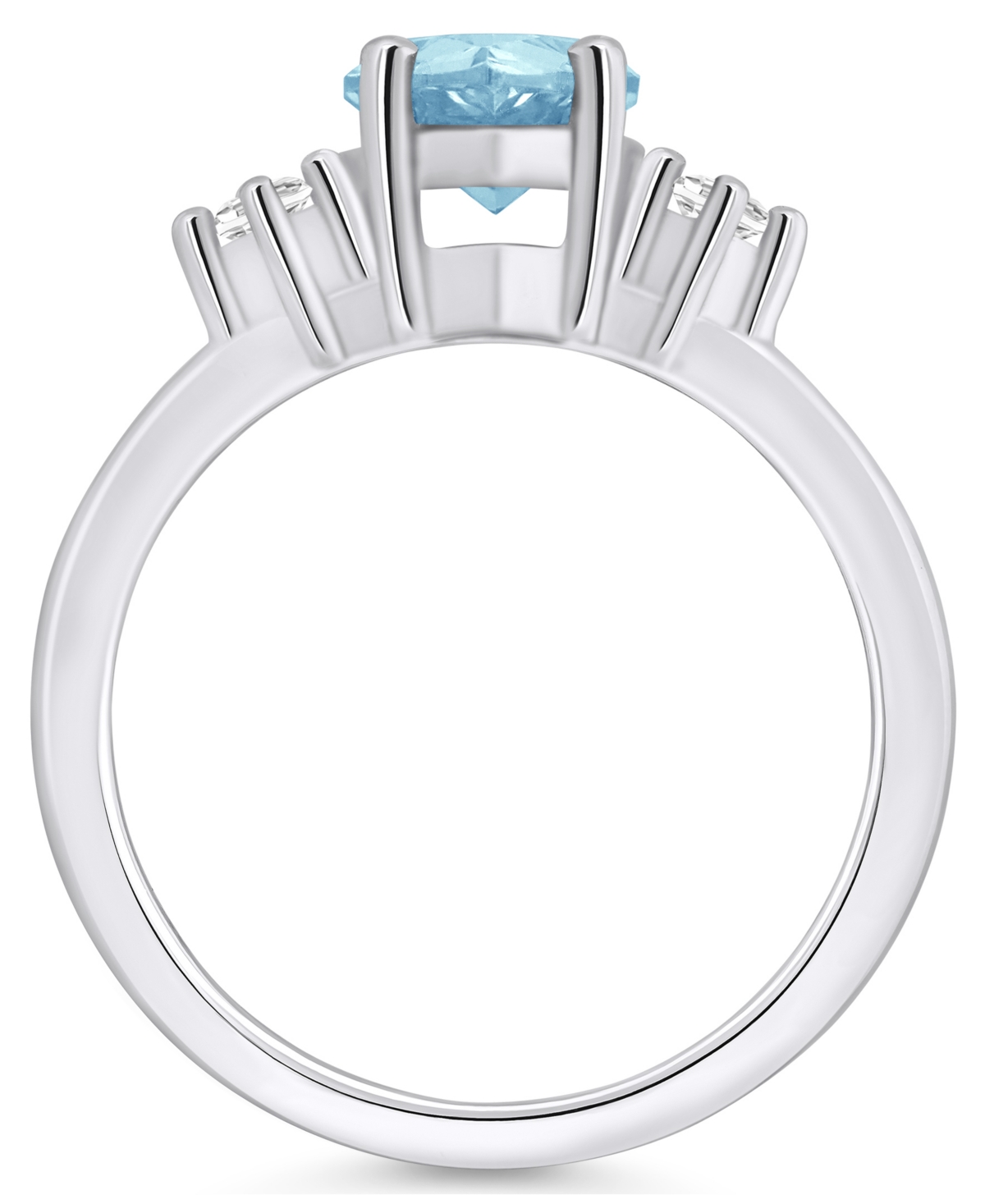 Macy'sand Diamond Ring (1-5/8 ct.t.w and 1/10 ct.t.w) 14K White Gold - Aquamarine