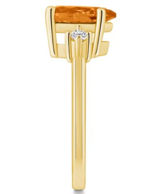 Citrine and Diamond Ring (1-3/4 ct.t.w and 1/10 ct.t.w) 14K Yellow Gold