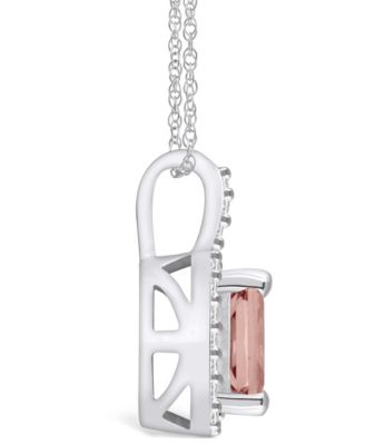 Morganite (1-3/8 Ct. T.W.) and Diamond (1/4 Ct. T.W.) Halo Pendant Necklace in 14K White Gold