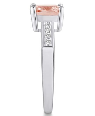 Morganite and Diamond Ring (2 ct.t.w and 1/8 ct.t.w) 14K White Gold