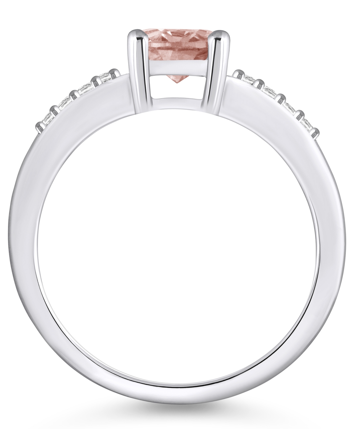Macy'sand Diamond Ring (1-1/7 ct.t.w and 1/8 ct.t.w) 14K White Gold - Morganite