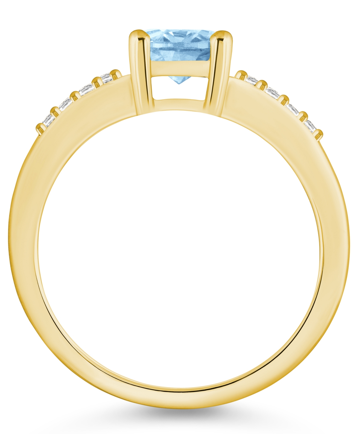Macy'sand Diamond Ring (1- 1/7 ct.t.w and 1/8 ct.t.w) 14K Yellow Gold - Aquamarine