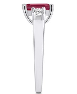 Garnet and Diamond Ring (2 ct.t.w and 1/4 ct.t.w) 14K White Gold