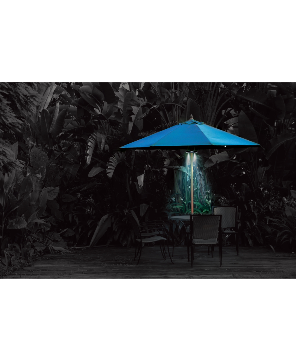 Brookstone Patiolite Wireless Led Umbrella Speaker With Clip-on Design In Black