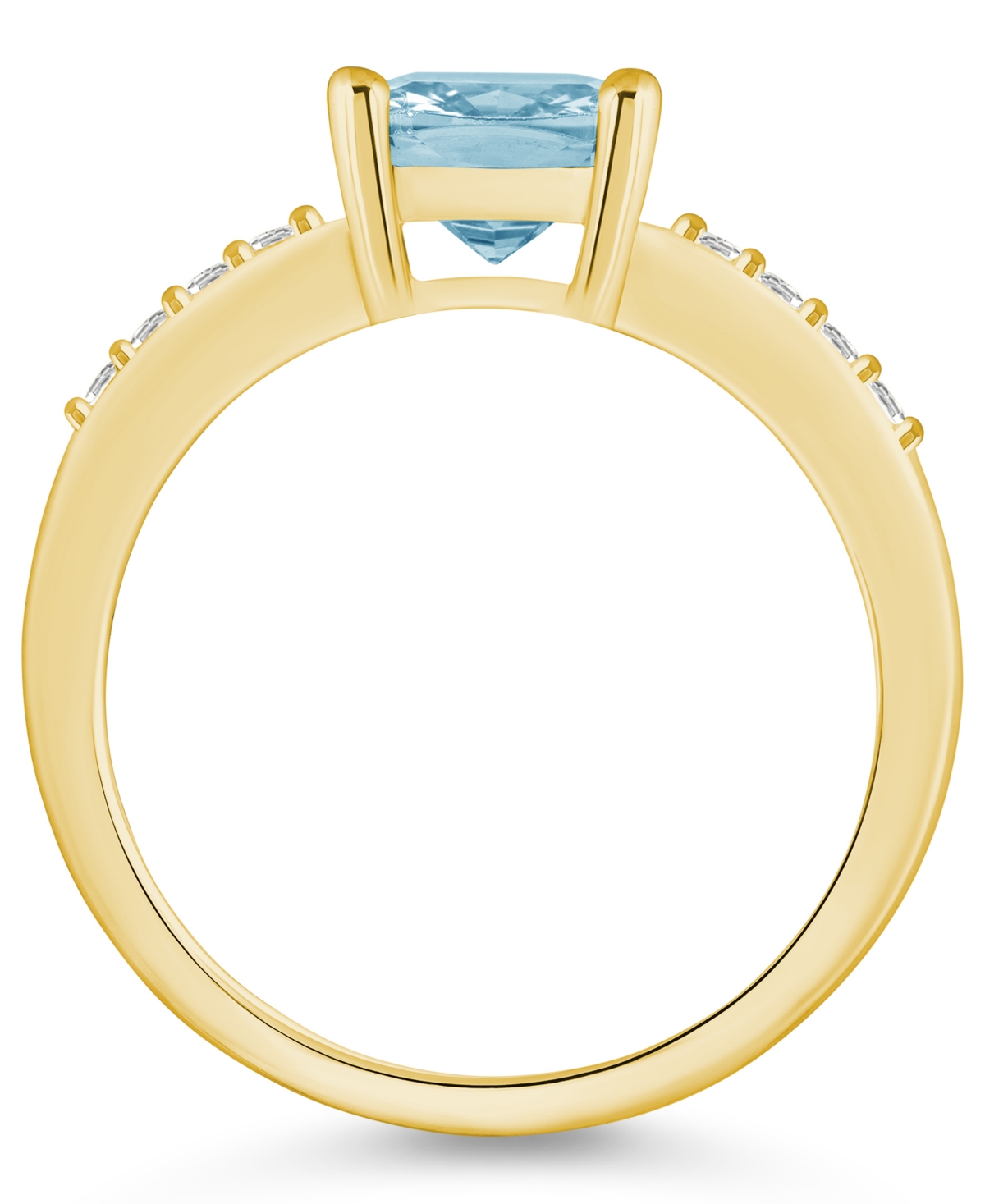 Macy'sand Diamond Ring (2 ct.t.w and 1/8 ct.t.w) 14K Yellow Gold - Aquamarine
