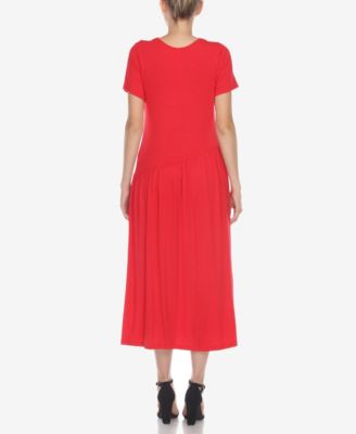 Women's Short Sleeve Asymmetrical Waist Maxi Dress