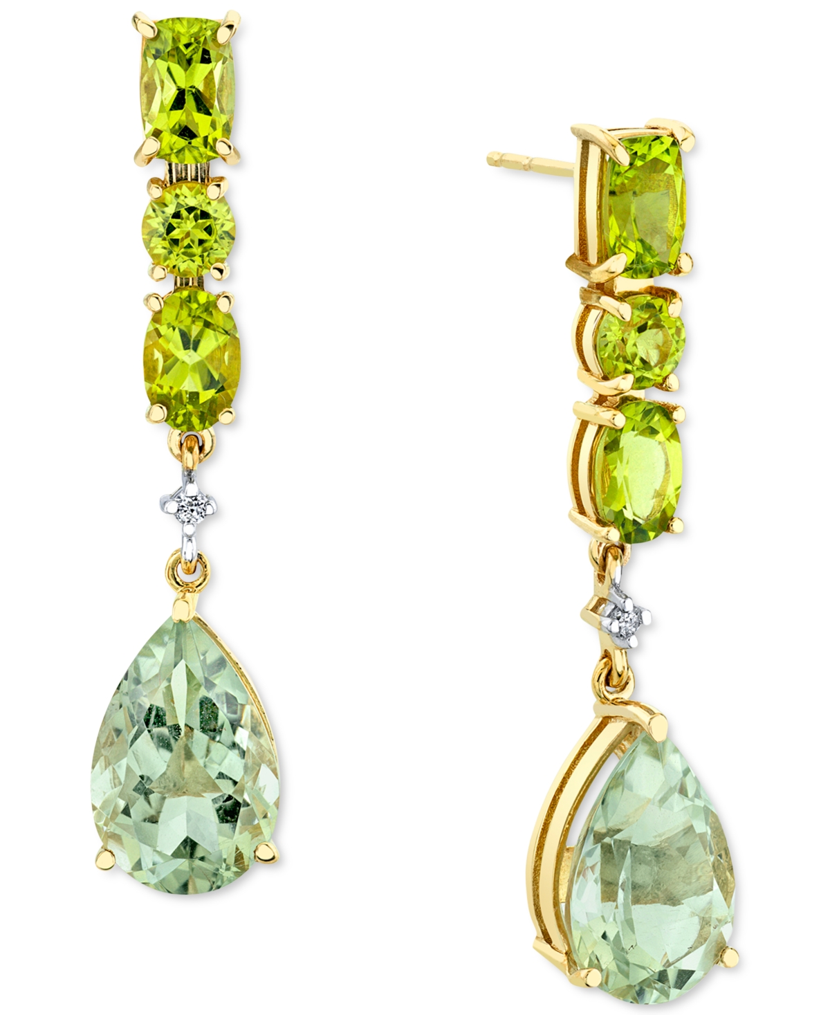 Macy's Multi-gemstone (8-7/8 Ct. T.w.) & Diamond Accent Drop Earrings In 10k Gold In Green Quartz  Peridot