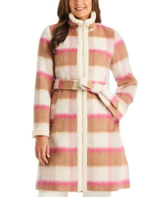 womens belted plaid coat