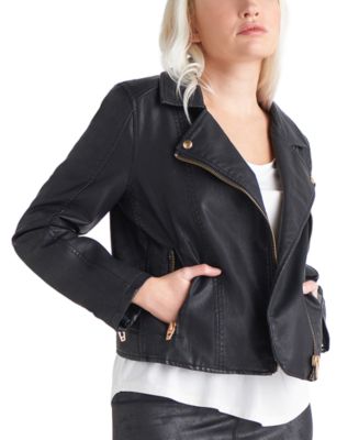 Black Tape Women's Stretch Knit Moto Jacket Black Size 3X