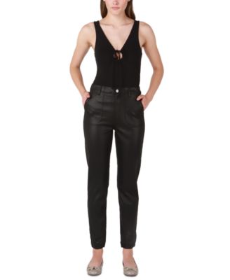 Black Tape - Women's Cropped High-Rise Coated Joggers