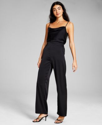 And Now This Women's Satin High-Rise Wide-Leg Pants - Macy's