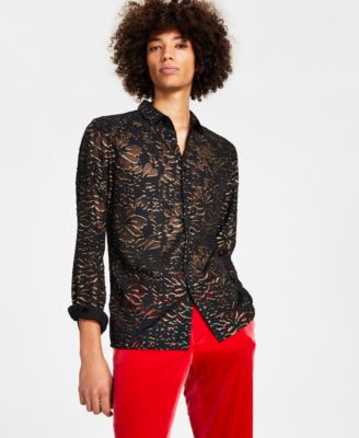 I.N.C. International Concepts - Men's Stanton Long-Sleeve Floral Jacquard Shirt