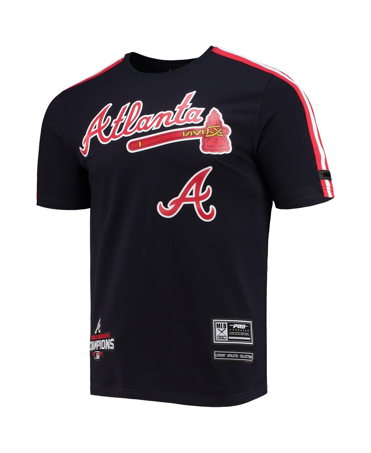 Shop Pro Standard Men's  Navy, Red Atlanta Braves Taping T-shirt In Navy,red