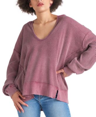 Black Tape - Women's Exposed-Seam Drop-Shoulder Waffle Top