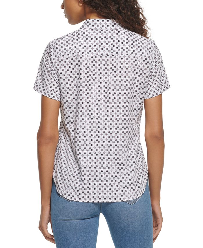 Tommy Hilfiger Women's Short Sleeve Camp Button-Down Shirt - Macy's