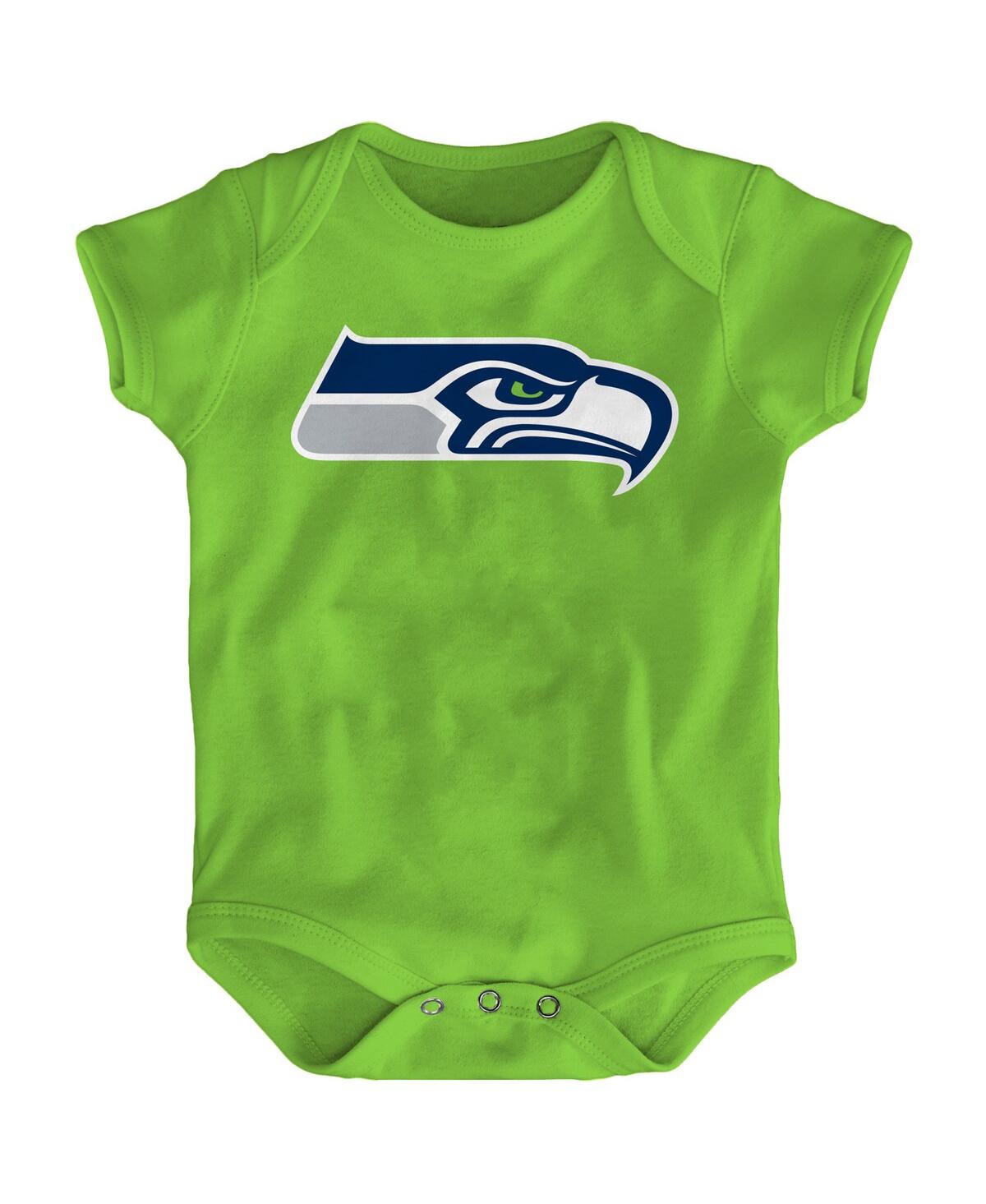 Outerstuff Babies' Newborn Boys And Girls Neon Green Seattle Seahawks Team Logo Bodysuit