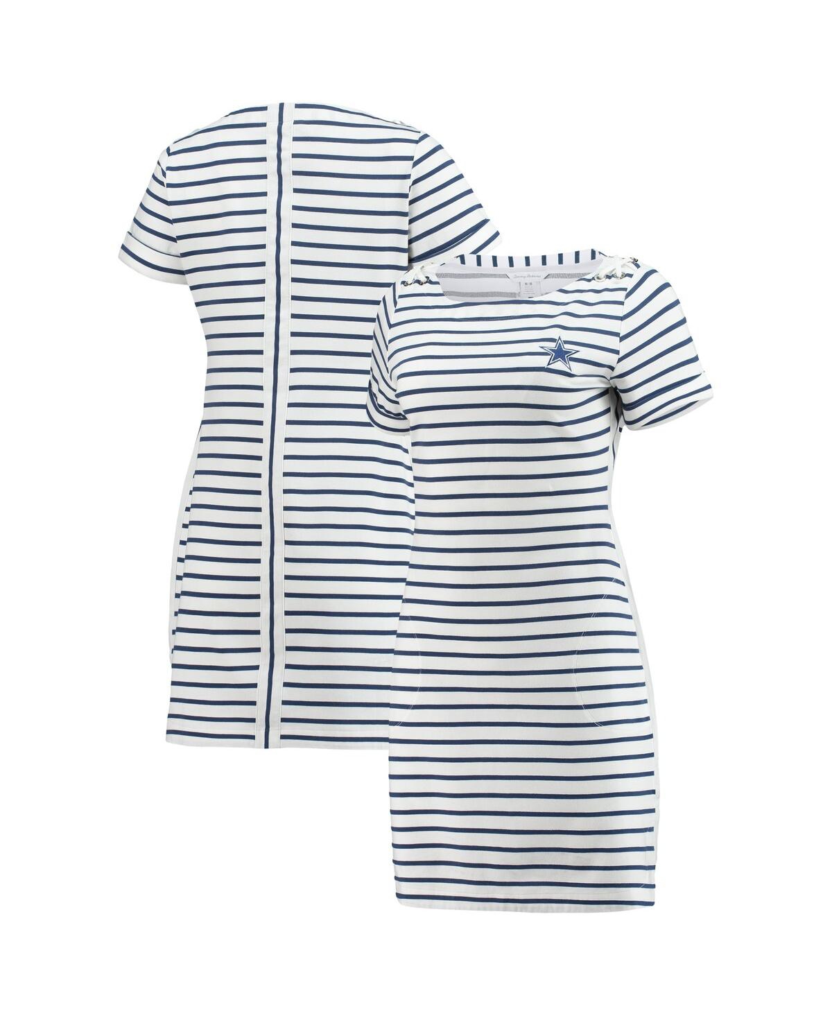 Shop Tommy Bahama Women's  White And Navy Dallas Cowboys Tri-blend Jovanna Striped Dress In White,navy