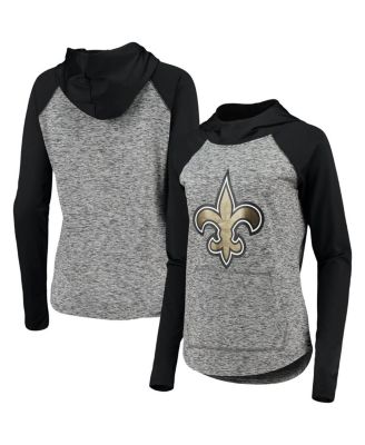 Women's Heathered Gray and Black New Orleans Saints Championship Ring Pullover Hoodie