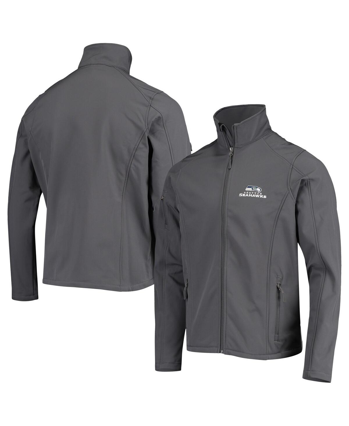 DUNBROOKE MEN'S DUNBROOKE CHARCOAL SEATTLE SEAHAWKS SONOMA SOFTSHELL FULL-ZIP JACKET 