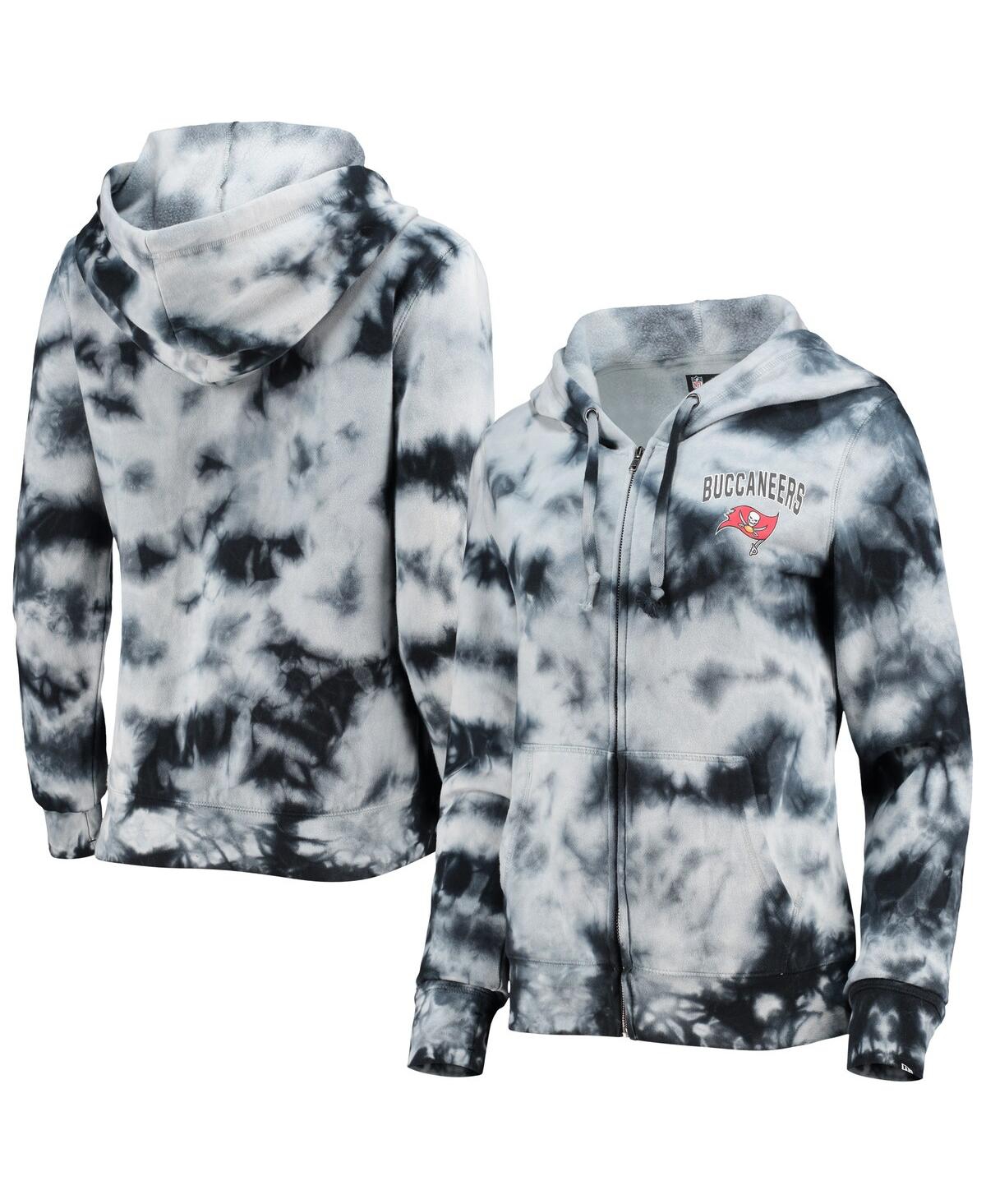 NEW ERA WOMEN'S NEW ERA BLACK TAMPA BAY BUCCANEERS TIE-DYE FLEECE FULL-ZIP HOODIE 