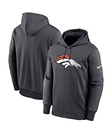 Men's Heathered Charcoal Denver Broncos Primary Logo Therma Pullover Hoodie