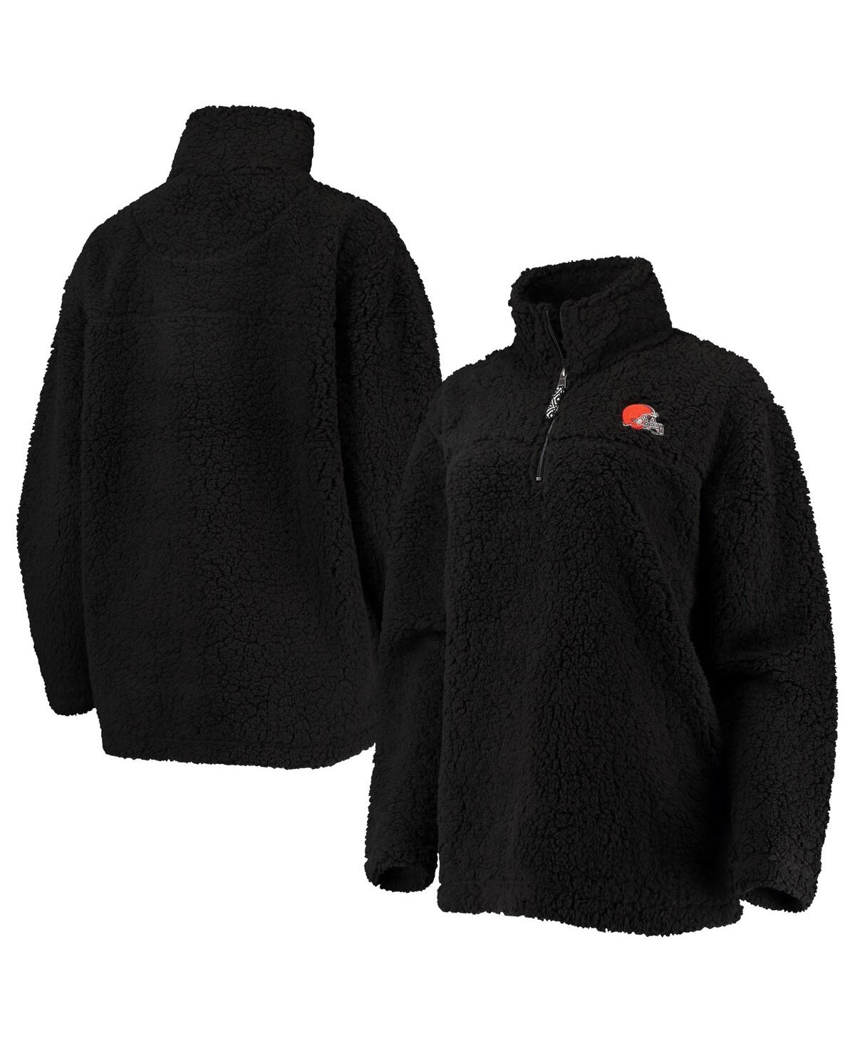 G-iii 4her By Carl Banks Black Cleveland Browns Sherpa Quarter-zip Jacket In Black