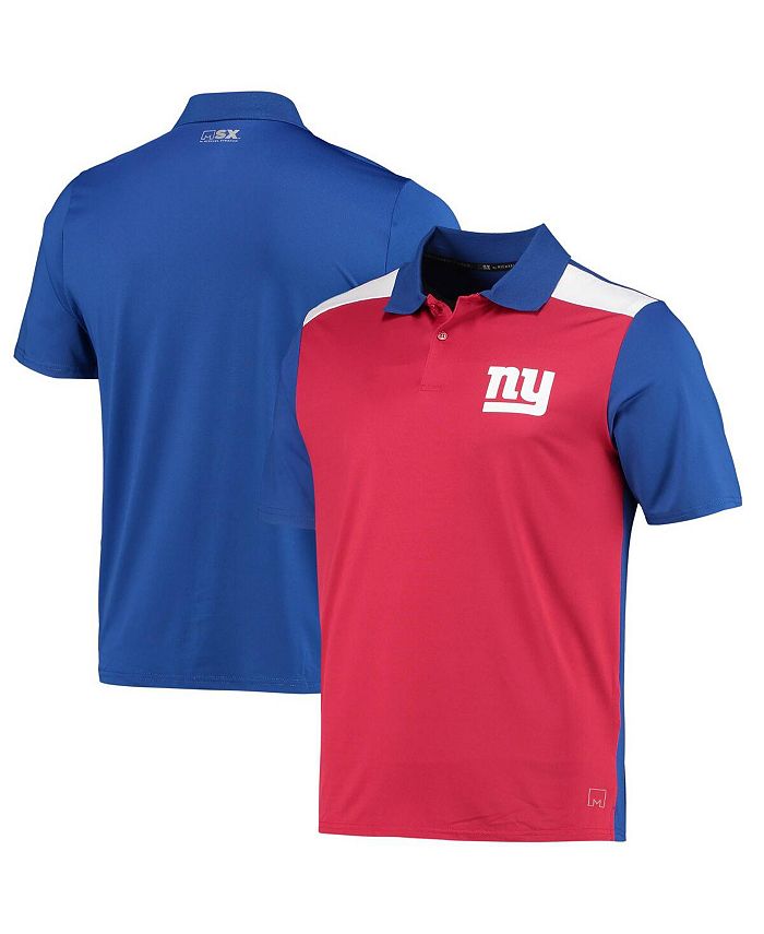 Msx By Michael Strahan Mens Red Royal New York Giants Challenge Color Block Performance Polo 