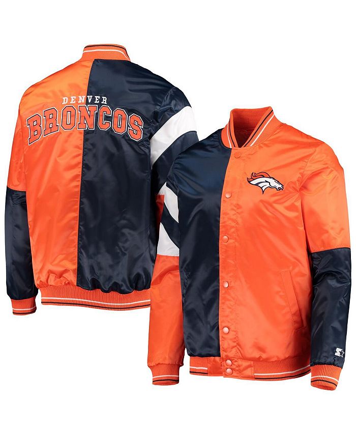 Starter Men's Orange, Navy Denver Broncos Leader Varsity Satin Full-Snap  Jacket - Macy's