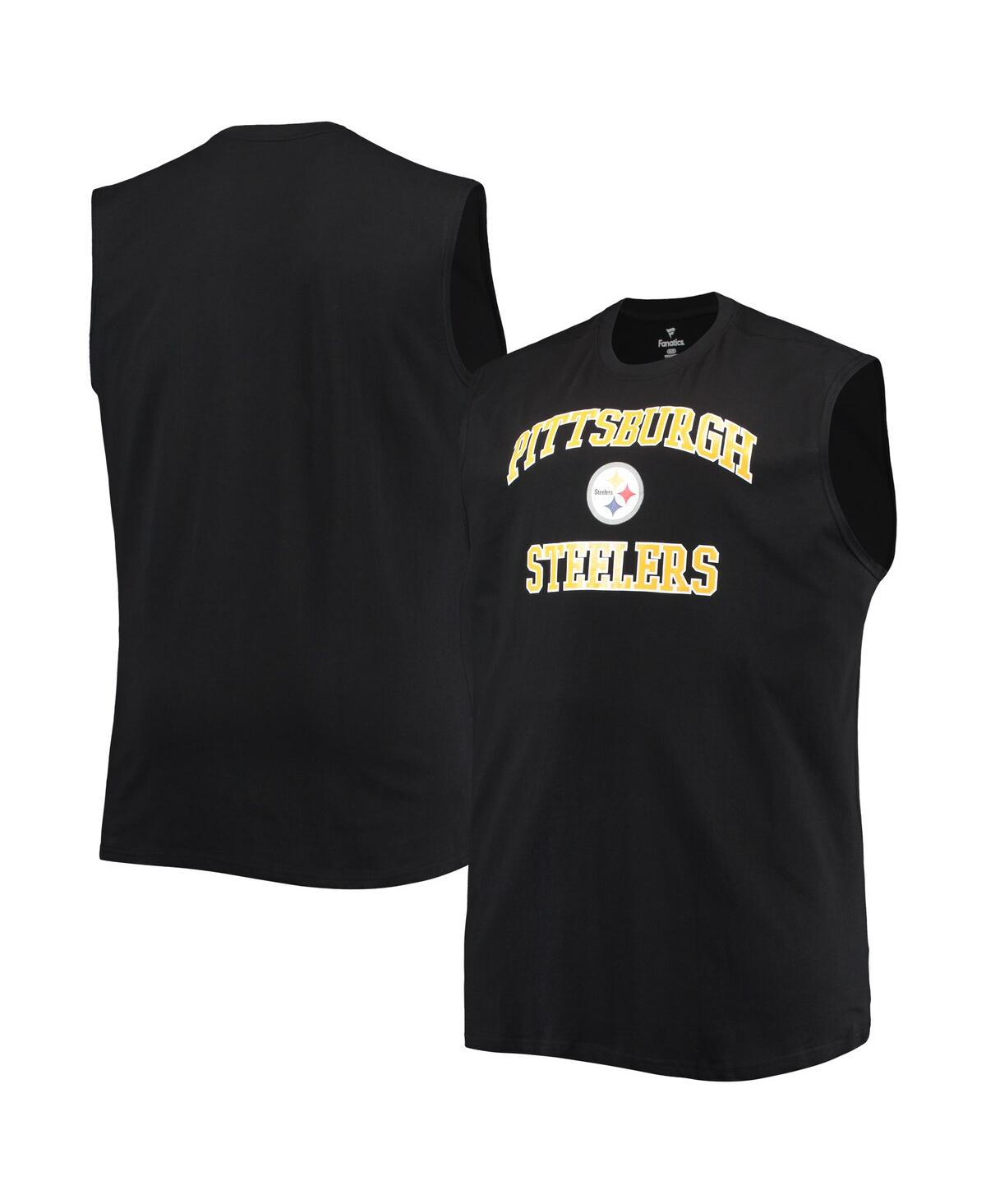 PROFILE MEN'S BLACK PITTSBURGH STEELERS BIG AND TALL MUSCLE TANK TOP