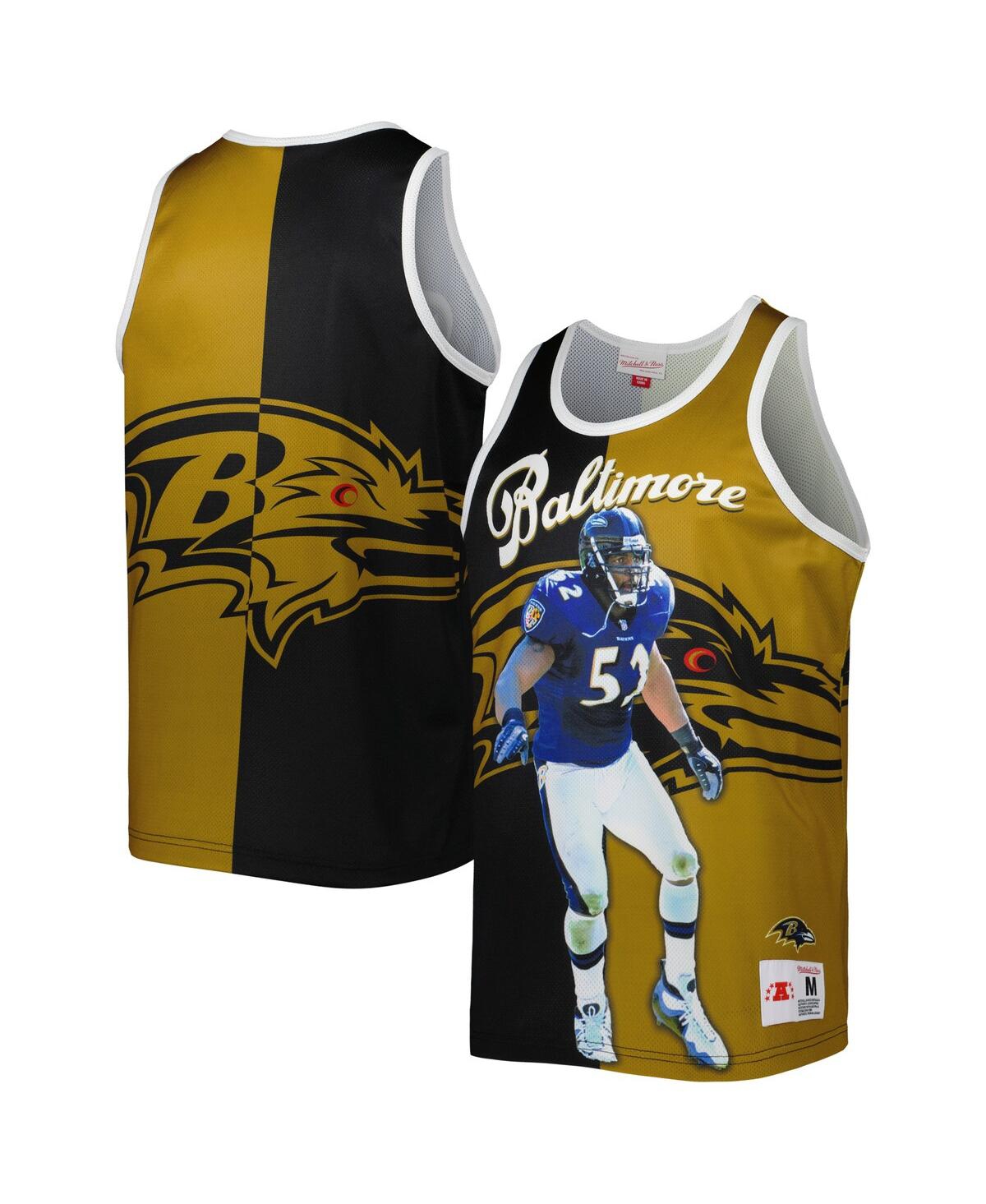 Shop Mitchell & Ness Men's  Ray Lewis Black, Gold Baltimore Ravens Retired Player Graphic Tank Top In Black,gold
