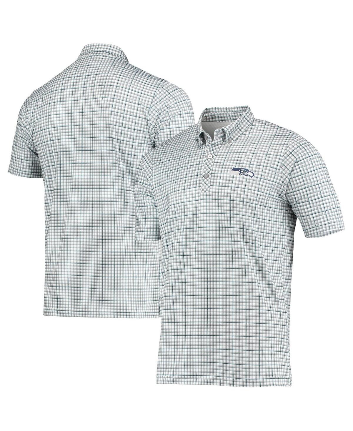 Shop Antigua Men's  Gray, Navy Seattle Seahawks Deliver Button-down Polo Shirt In Gray,navy