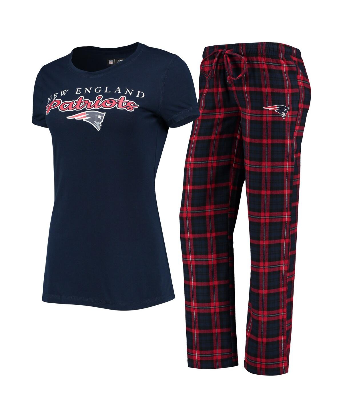 Concepts Sport Women's  Navy, Red New England Patriots Logo T-shirt And Pants Set In Navy,red