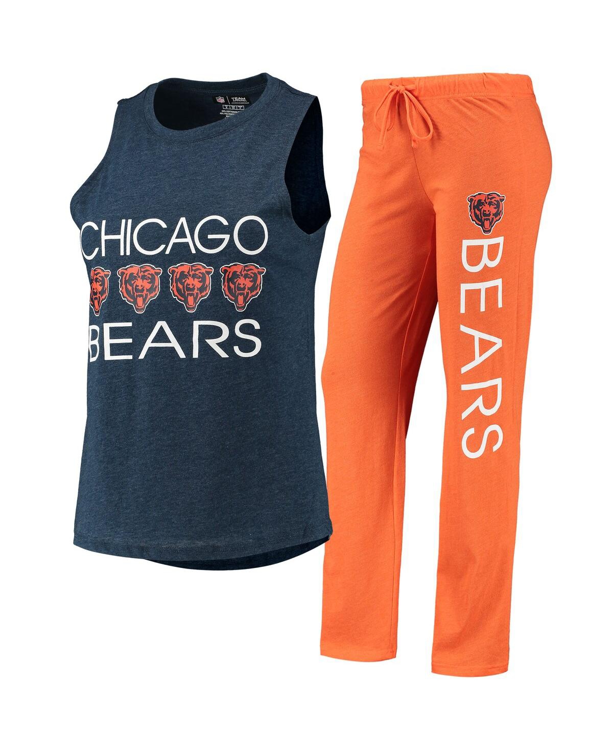 Shop Concepts Sport Women's  Orange, Navy Chicago Bears Muscle Tank Top And Pants Sleep Set In Orange,navy